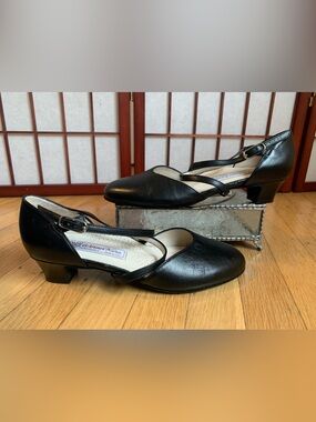 EUC WERNER KERN TANZSPORT DEBBIE Black Leather Ballroom Dancing Shoes UK4.5/US 7